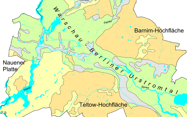Geologische Karte vom  Warschau-Berliner Urstromtal